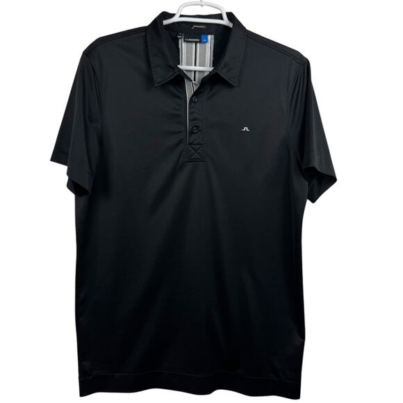 Men's J.Lindeberg Black  Short Sleeve‎ Regular Fit Performance Casual Polo M - Picture 1 of 9